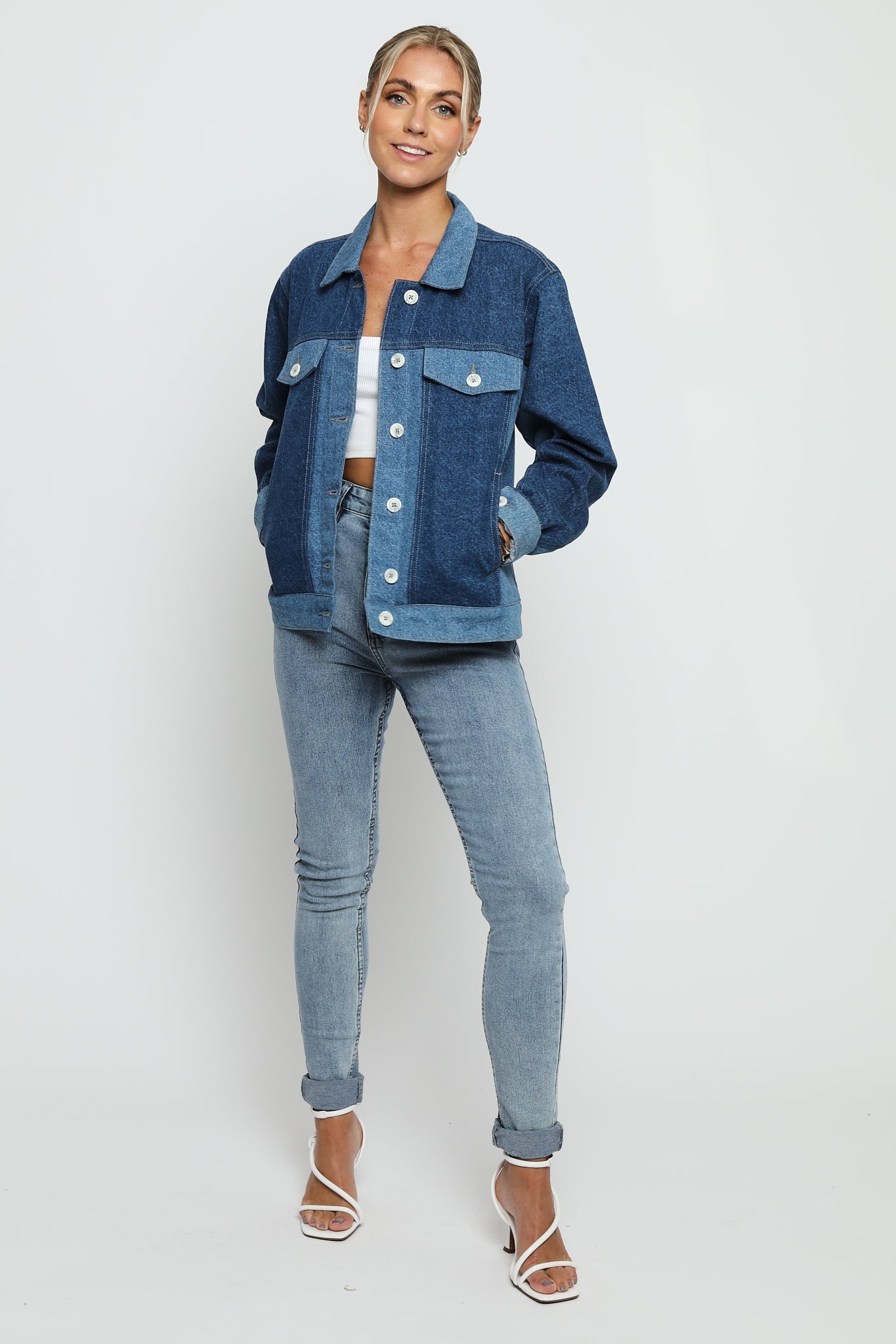 Stone Oversized Denim Jacket – Mid Blue - JMOJO - Women's Oversize denim Jacket