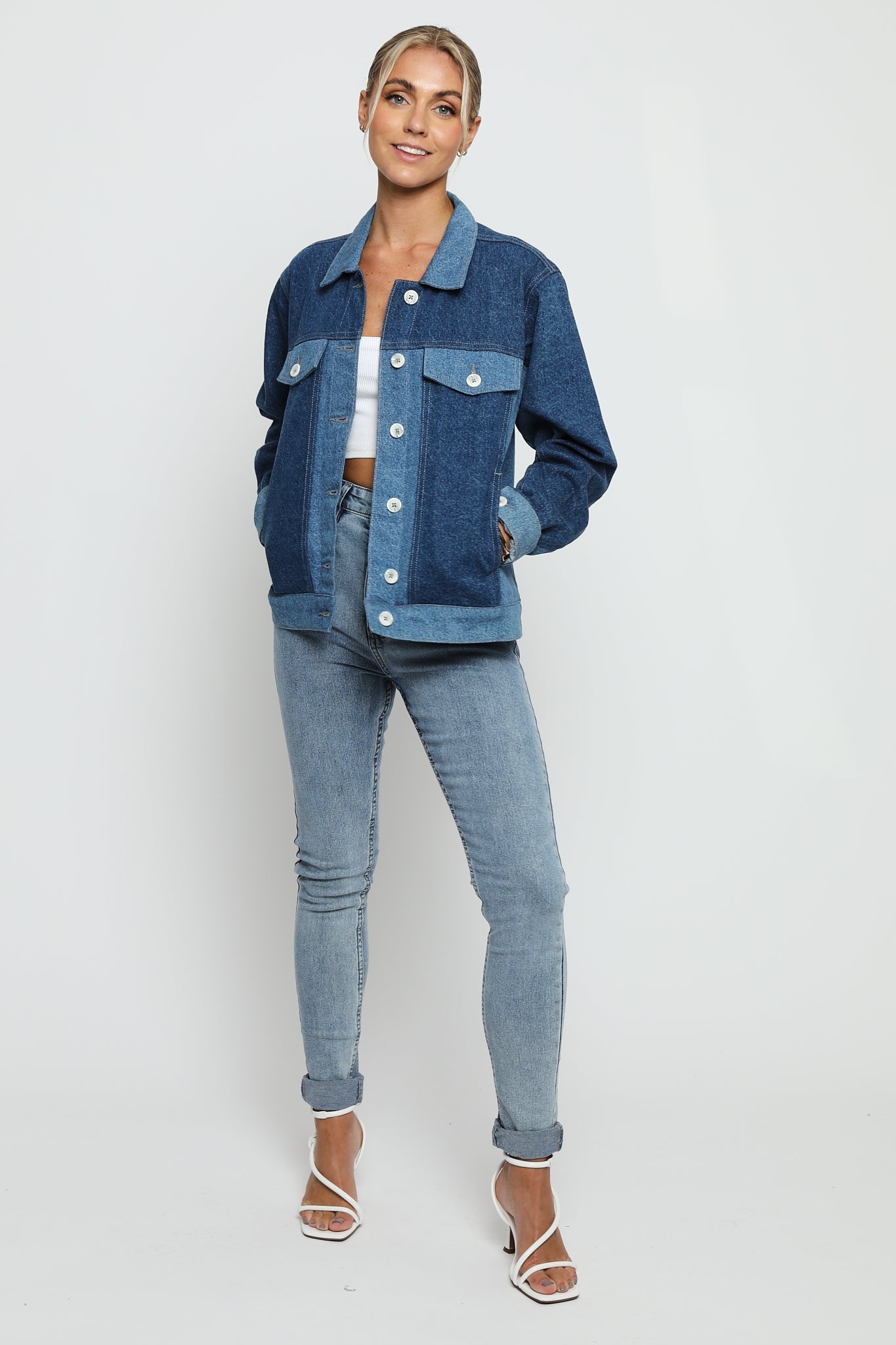Stone Oversized Denim Jacket – Mid Blue - JMOJO - Women's Oversize denim Jacket