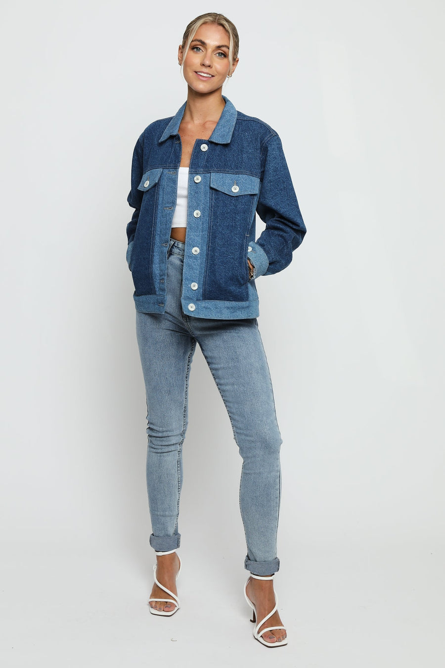 Stone Oversized Denim Jacket – Mid Blue - JMOJO - Women's Oversize denim Jacket