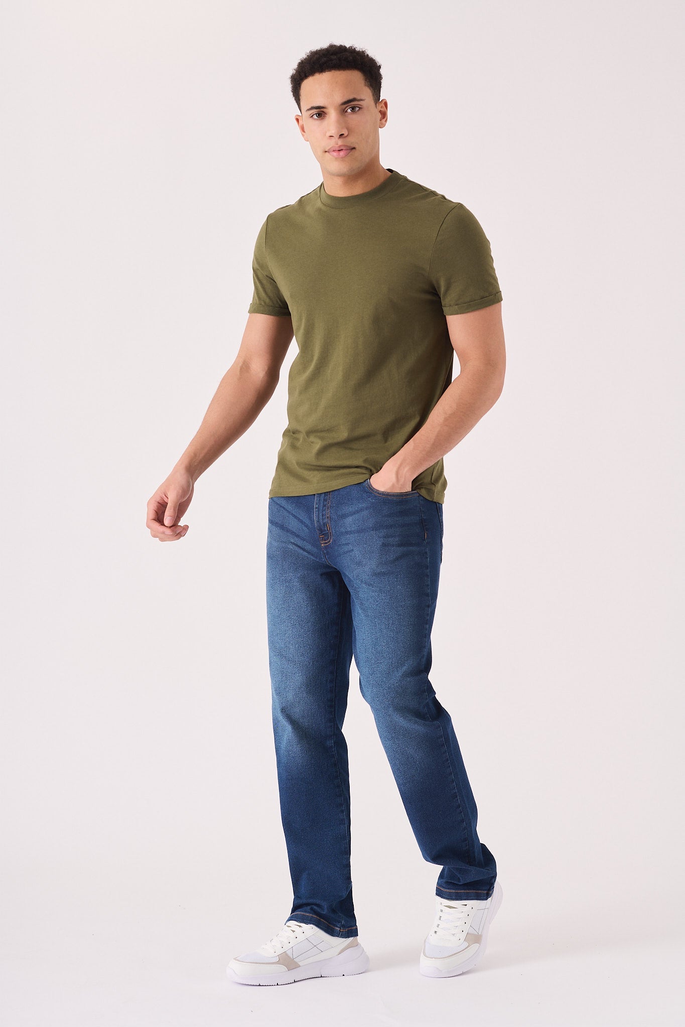 STRAIGHT LEG JEANS - MID BLUE - JMOJO - Men's Straight Leg Jeans