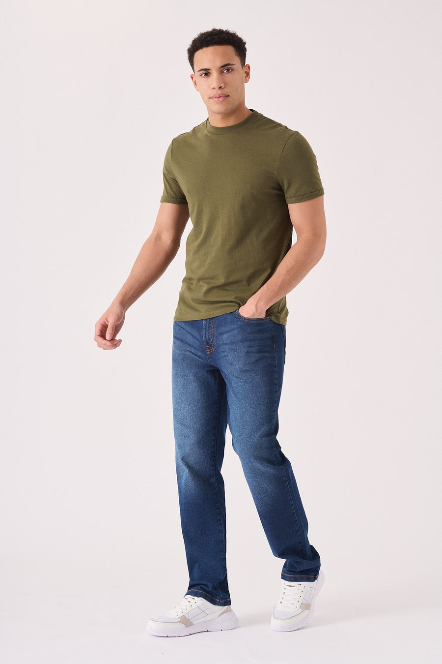 STRAIGHT LEG JEANS - MID BLUE - JMOJO - Men's Straight Leg Jeans