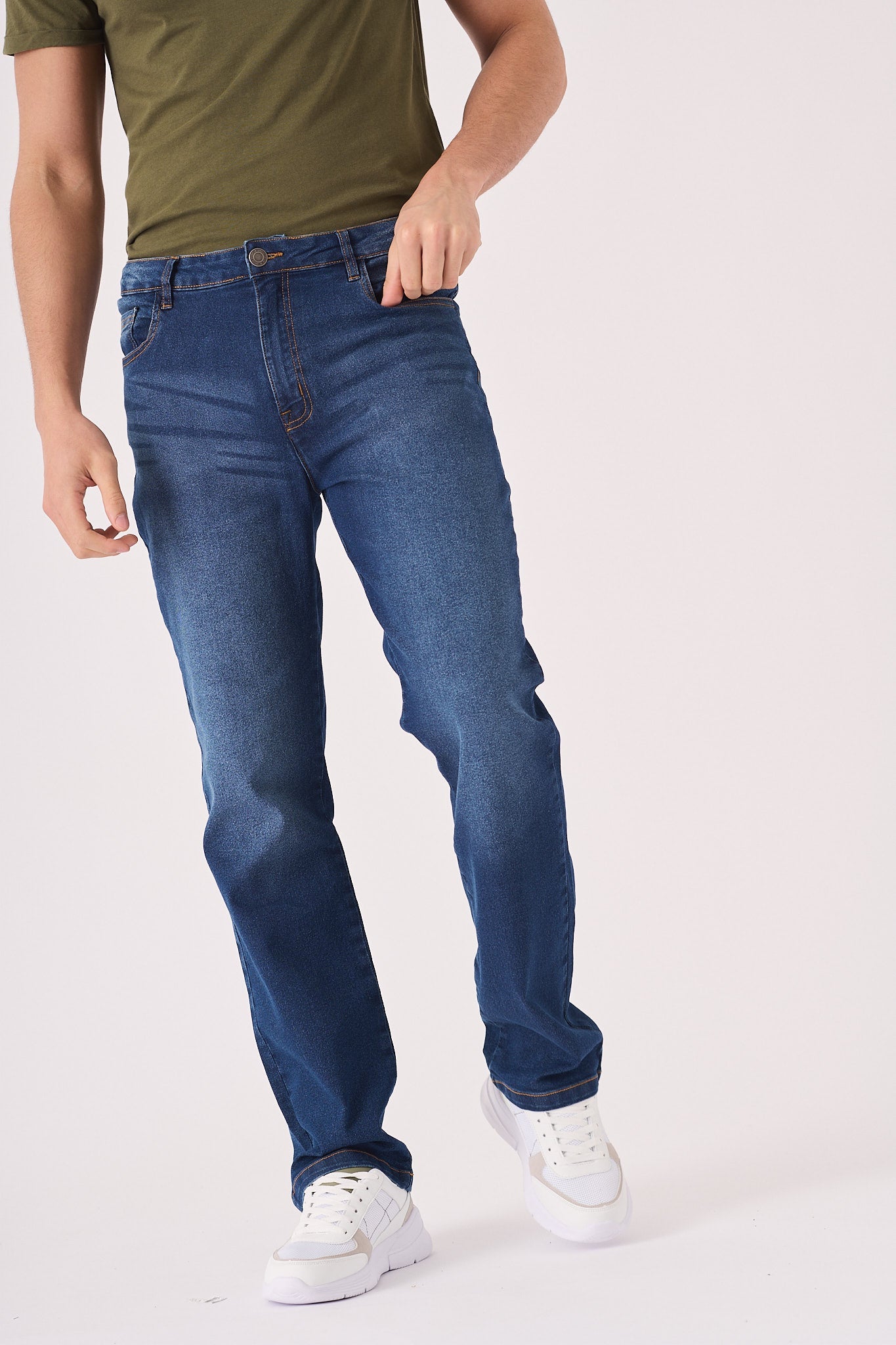 STRAIGHT LEG JEANS - MID BLUE - JMOJO - Men's Straight Leg Jeans