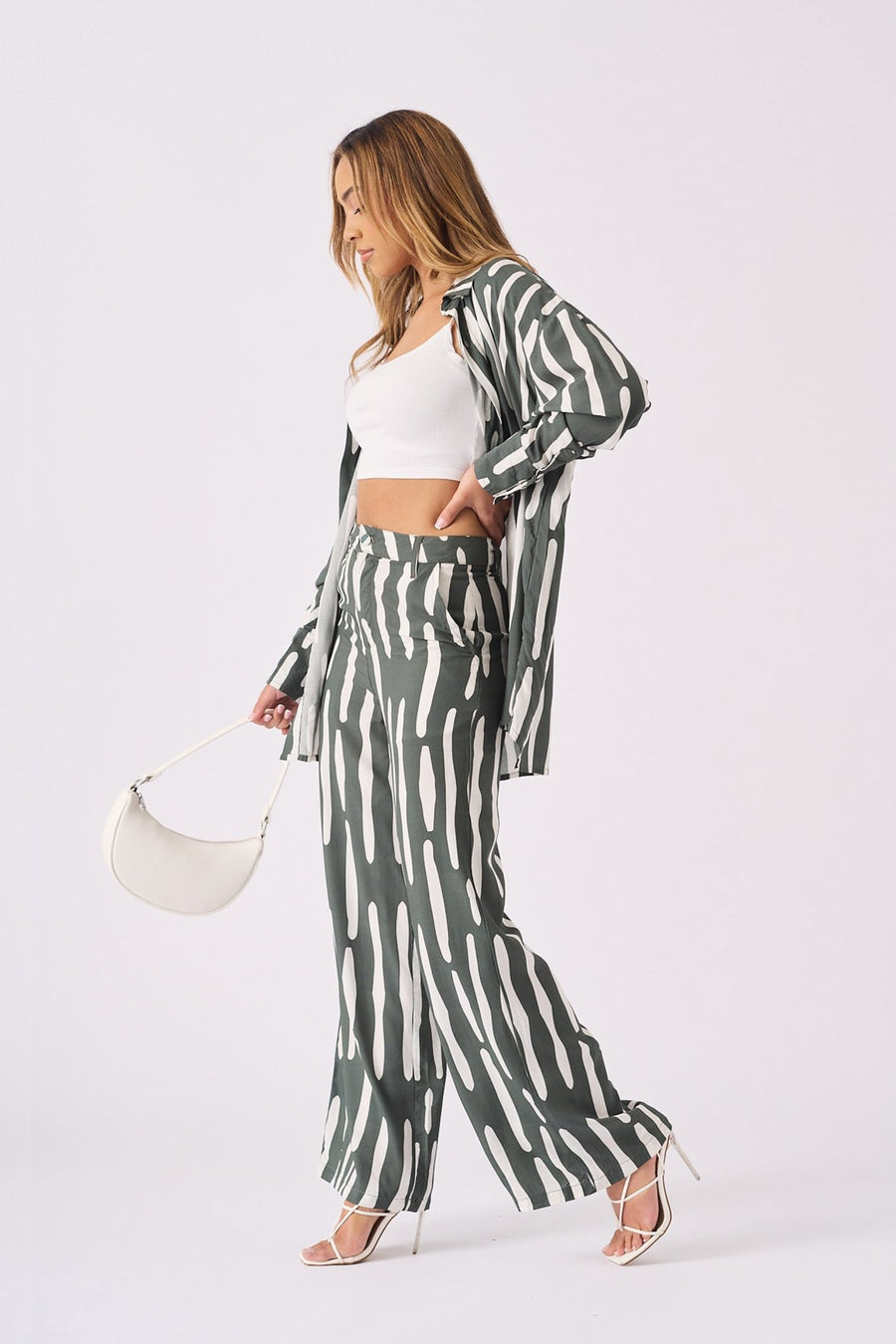 STRAIGHT RELAX FIT TROUSERS - GREEN - JMOJO - Women's Straight Leg Trousers