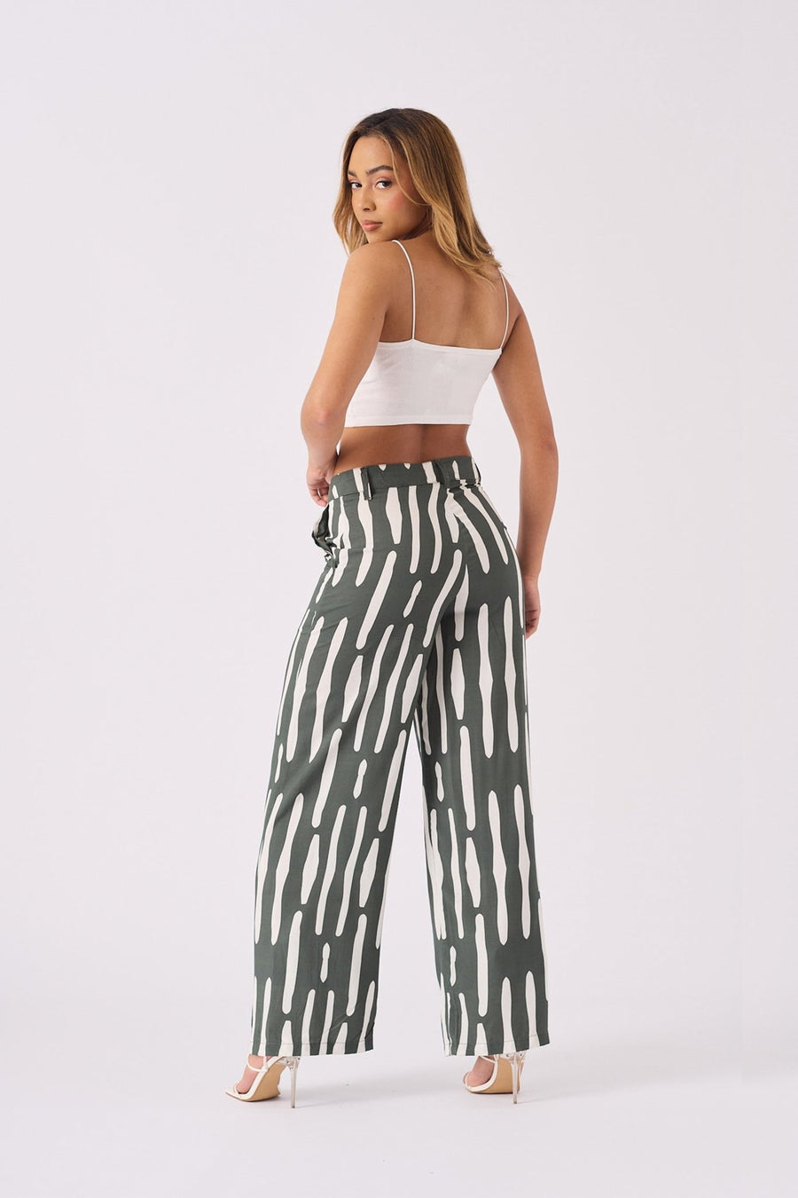 STRAIGHT RELAX FIT TROUSERS - GREEN - JMOJO - Women's Straight Leg Trousers