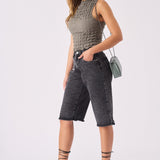 Talia Longline Denim Jorts – Black Acid Wash - JMOJO - Women's Denim Shorts