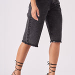 Talia Longline Denim Jorts – Black Acid Wash - JMOJO - Women's Denim Shorts