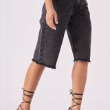 Talia Longline Denim Jorts – Black Acid Wash - JMOJO - Women's Denim Shorts