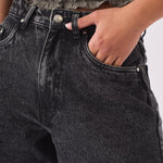 Talia Longline Denim Jorts – Black Acid Wash - JMOJO - Women's Denim Shorts