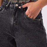 Talia Longline Denim Jorts – Black Acid Wash - JMOJO - Women's Denim Shorts