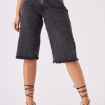 Talia Longline Denim Jorts – Black Acid Wash - JMOJO - Women's Denim Shorts