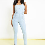 Tesa Light Blue Belted Denim Jumpsuit – Light Blue Wash - JMOJO - Women's Denim Jumpsuits
