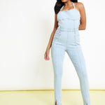 Tesa Light Blue Belted Denim Jumpsuit – Light Blue Wash - JMOJO - Women's Denim Jumpsuits