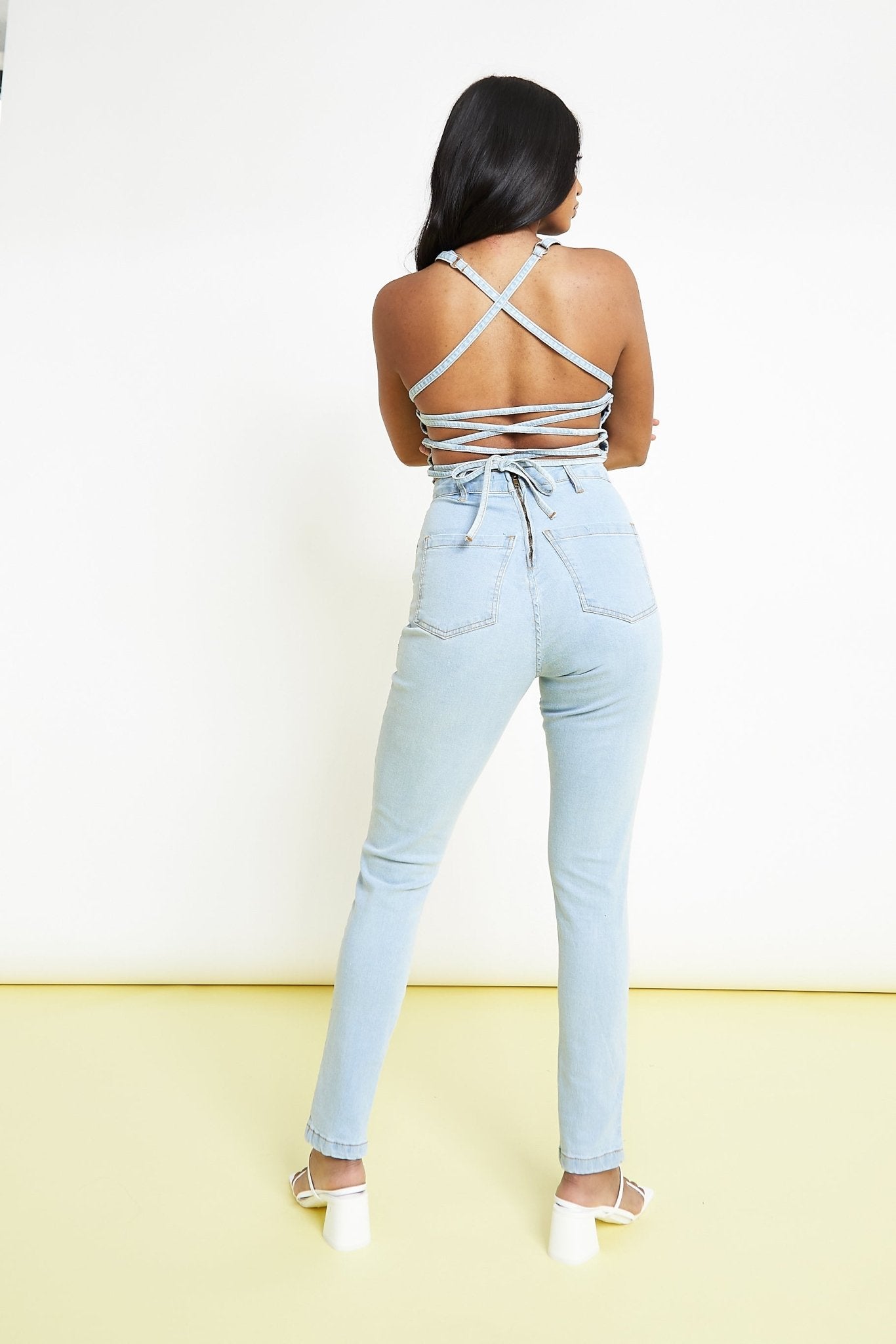 Tesa Light Blue Belted Denim Jumpsuit – Light Blue Wash - JMOJO - Women's Denim Jumpsuits