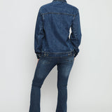 TRACK STITCH DENIM JACKET - MID BLUE WASH - JMOJO - Women's Denim Jackets