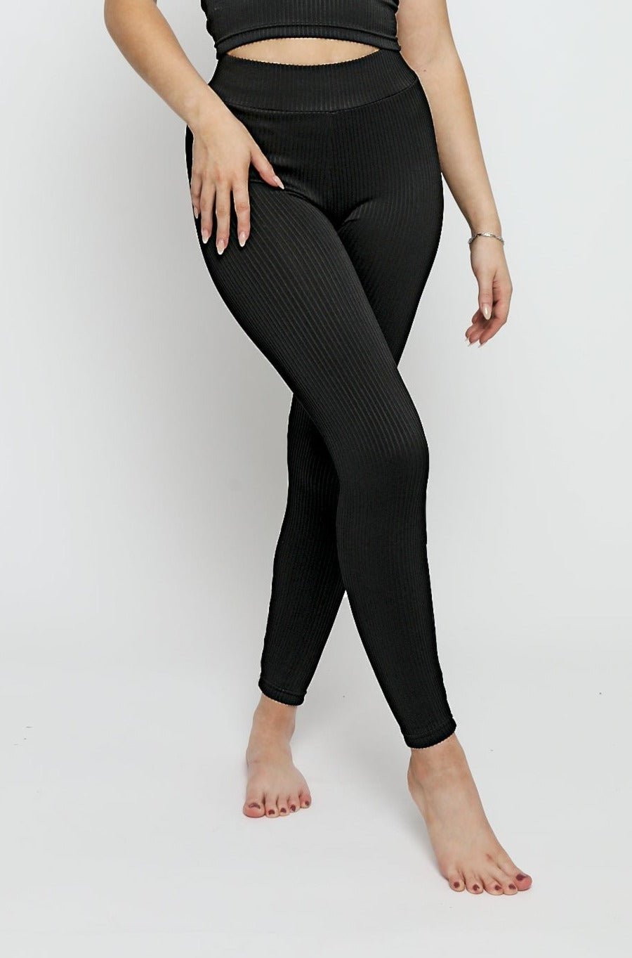Vela Textured Stripe Legging – Black - JMOJO - Women's Athleisure Leggings