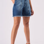 Vita A - Line Denim Shorts – Mid Blue Wash - JMOJO - Women's Denim Shorts