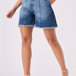 Vita A - Line Denim Shorts – Mid Blue Wash - JMOJO - Women's Denim Shorts