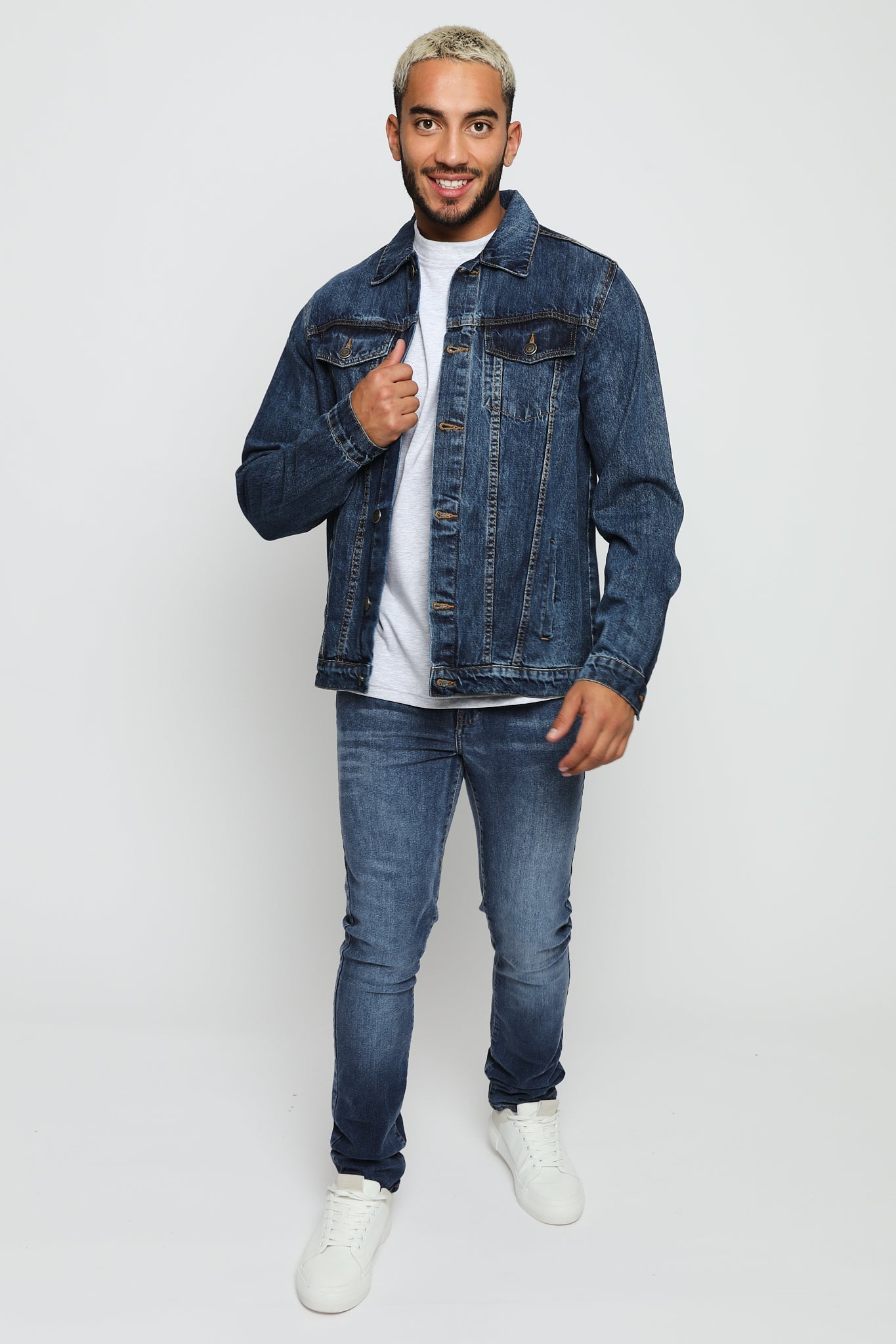 WESTERN DENIM JACKET - MID BLUE WASH - JMOJO - Men's Denim Jackets