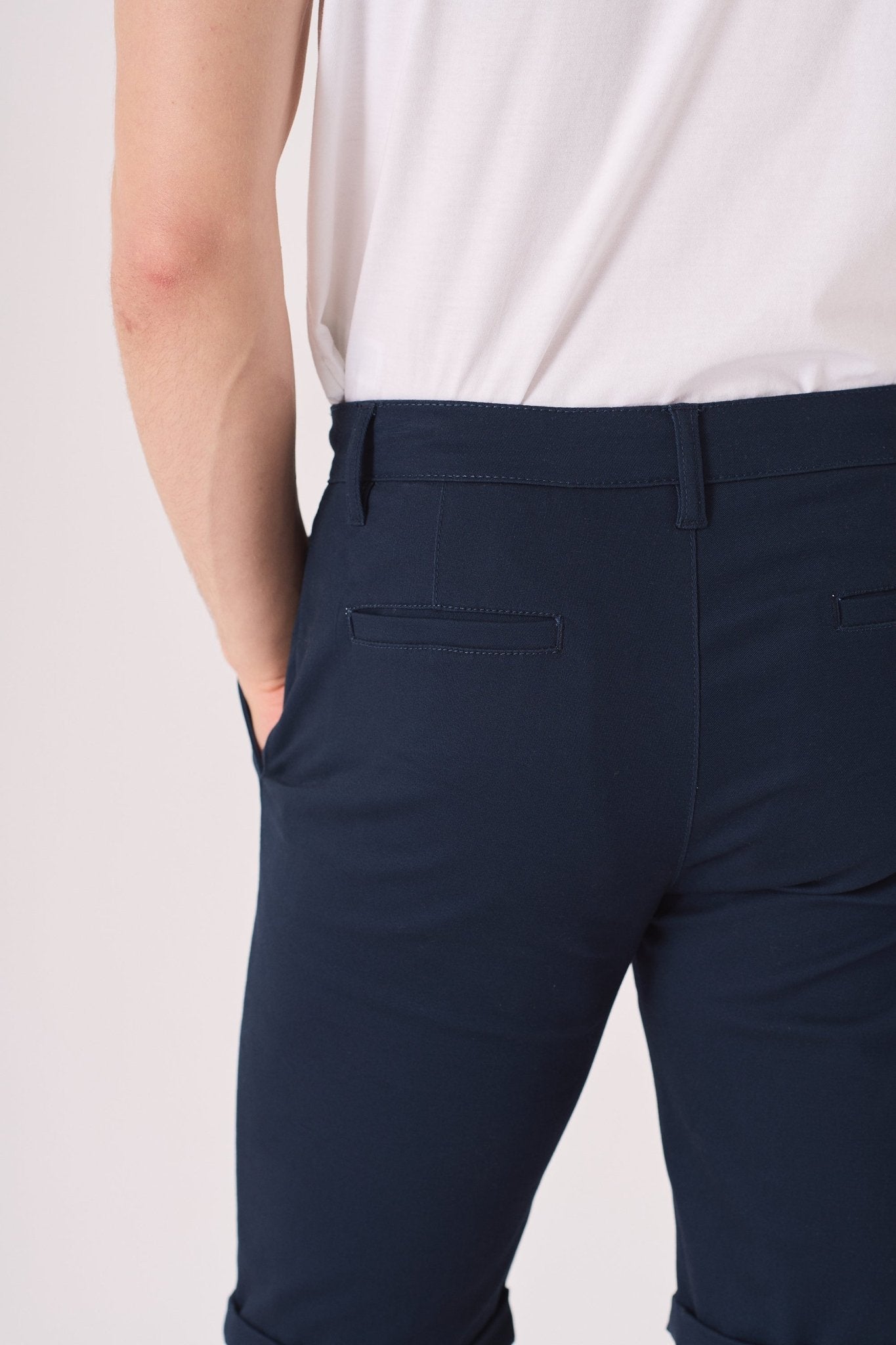 WESTON Stretch Slim Fit Chino Shorts - Dark Navy Blue - JMOJO - Men's Chino Shorts