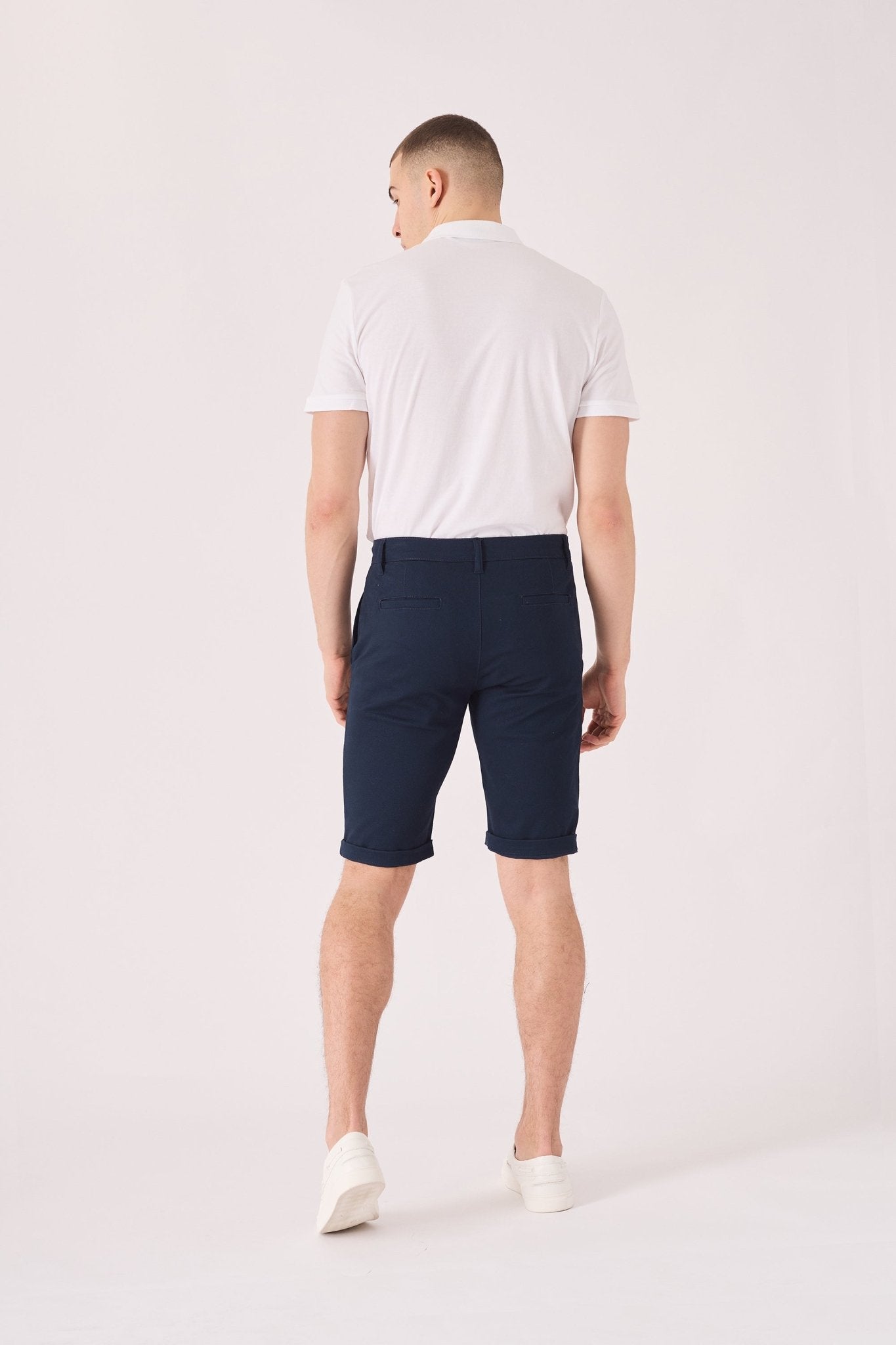 WESTON Stretch Slim Fit Chino Shorts - Dark Navy Blue - JMOJO - Men's Chino Shorts