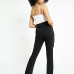 ZEPHYRA Frayed Seam Fit and Flare Jeans - Black Wash - JMOJO - Women's Flare Jeans