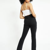 ZEPHYRA Frayed Seam Fit and Flare Jeans - Black Wash - JMOJO - Women's Flare Jeans