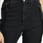 ZEPHYRA Frayed Seam Fit and Flare Jeans - Black Wash - JMOJO - Women's Flare Jeans