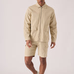 ZIP FRONT CARGO JACKET - BEIGE - JMOJO - Men's Cargo Denim Jackets