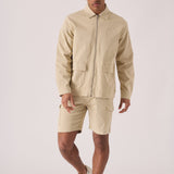 ZIP FRONT CARGO JACKET - BEIGE - JMOJO - Men's Cargo Denim Jackets