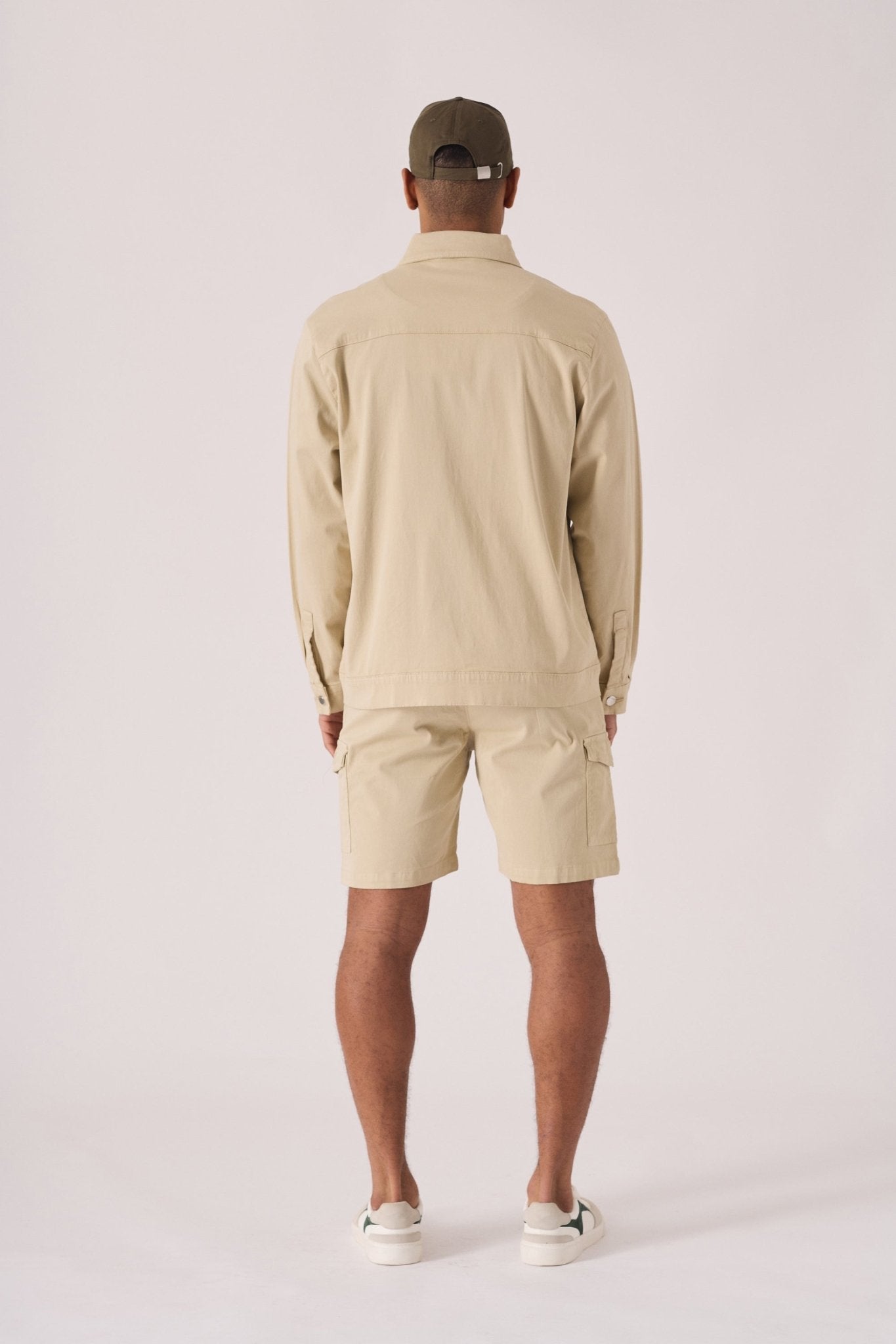 ZIP FRONT CARGO JACKET - BEIGE - JMOJO - Men's Cargo Denim Jackets