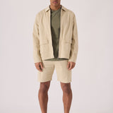 ZIP FRONT CARGO JACKET - BEIGE - JMOJO - Men's Cargo Denim Jackets