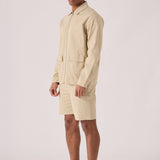 ZIP FRONT CARGO JACKET - BEIGE - JMOJO - Men's Cargo Denim Jackets