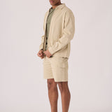 ZIP FRONT CARGO JACKET - BEIGE - JMOJO - Men's Cargo Denim Jackets
