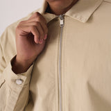 ZIP FRONT CARGO JACKET - BEIGE - JMOJO - Men's Cargo Denim Jackets