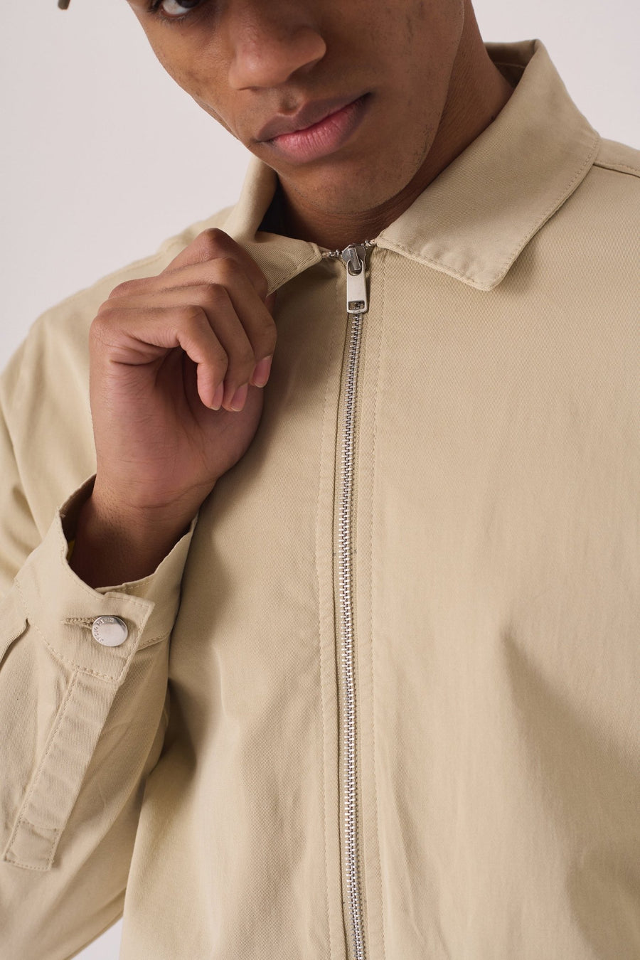 ZIP FRONT CARGO JACKET - BEIGE - JMOJO - Men's Cargo Denim Jackets